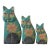 1980s Hand-Painted Wooden Cat Folk Art Figures – Set of 3 For Sale