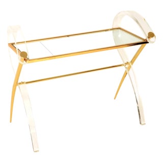 Vintage Italian Acrylic Glass and Gilt Console Table, 1970s For Sale