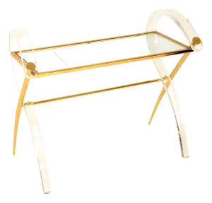Vintage Italian Acrylic Glass and Gilt Console Table, 1970s