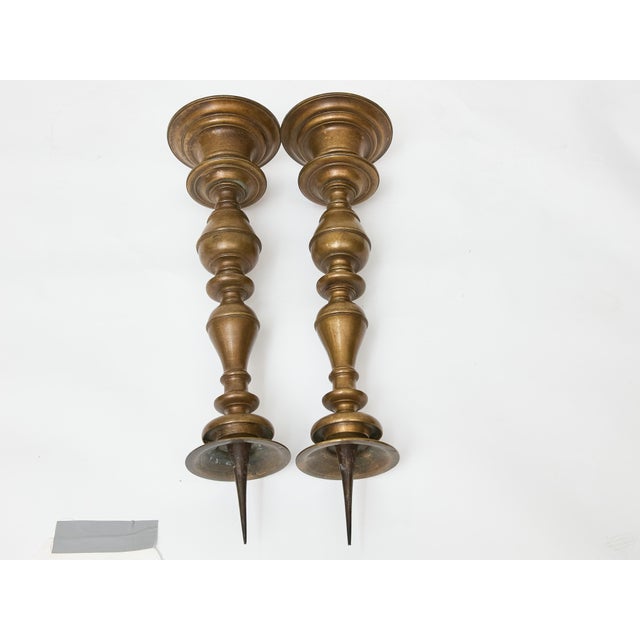 Pair of Tall 18th Century Italian Bronze Pricket Candlesticks For Sale - Image 9 of 12