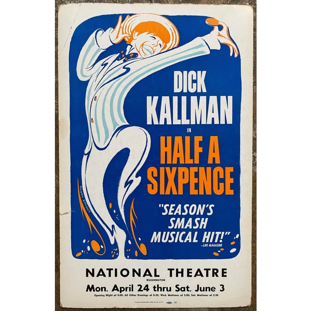 1960s 1967 Hilary Knight Designed Half a Sixpence Dick Kallman Advertising Lithograph For Sale - Image 5 of 5