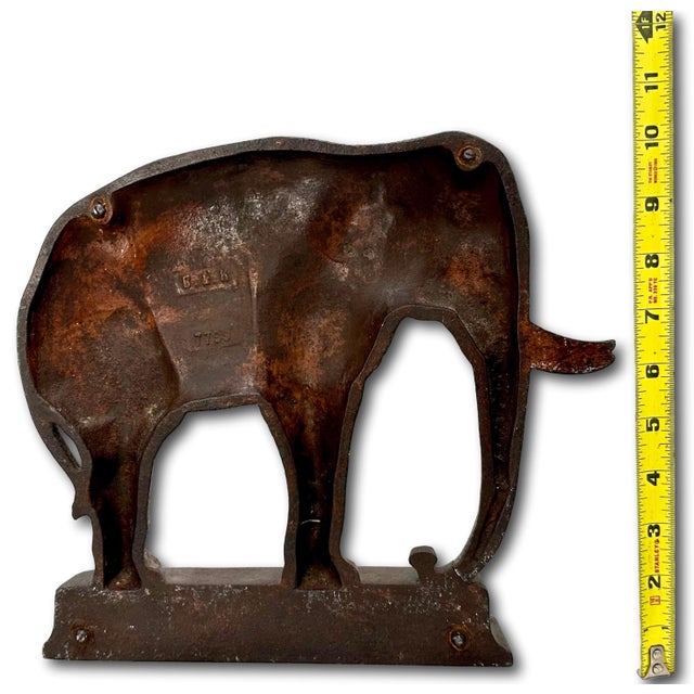 Hard to Find Large Antique American Cast Iron Standing Elephant Doorstop by Bradley & Hubbard - Circa 1920s For Sale - Image 11 of 12