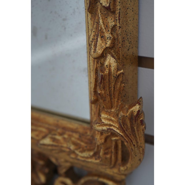 Wood Pair Italian Gilt Wood Gold Finish Decorative Wall Mirrors For Sale - Image 7 of 10