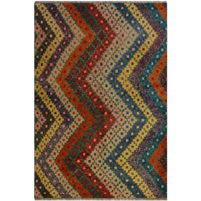 Burnt Orange 1990s Shabby Chic Balouchi Wool Rug -5′6″ × 7′9″ For Sale - Image 8 of 8