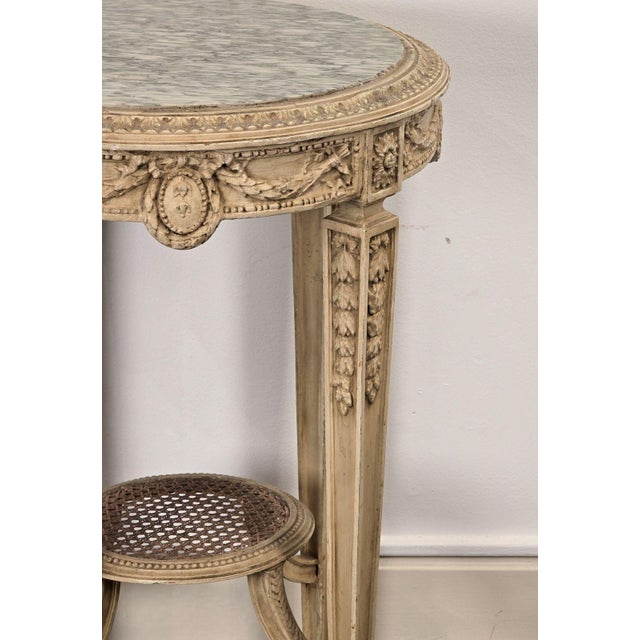 Circa 1900 Louis XVI Style Painted Wood and Marble Gueridon or Table, Sweden For Sale - Image 4 of 7