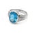 Contemporary Swiss Blue Topaz Signet Ring, Oval Cut Gemstone Chunky Ring Us 7 For Sale - Image 3 of 5