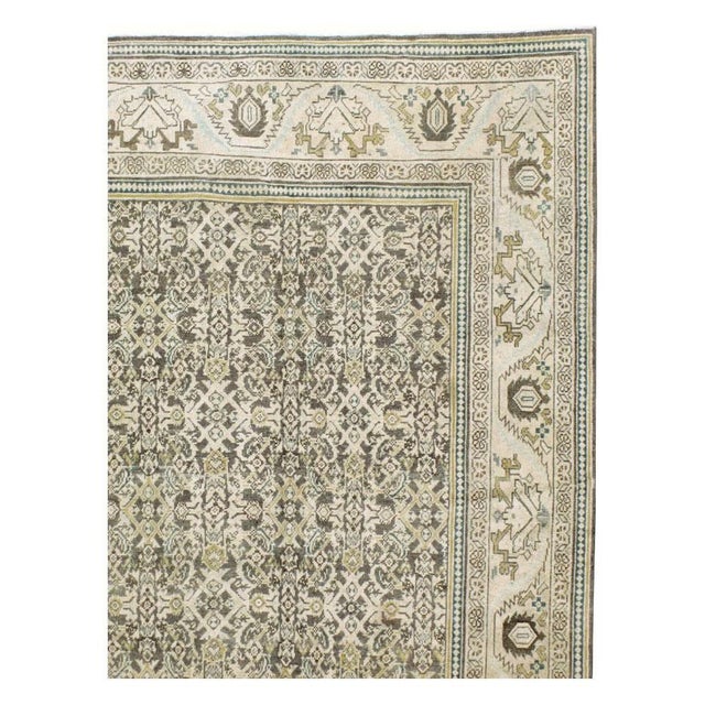 Rustic Midcentury Handmade Persian Room Size Rug in Neutral Earth Tones For Sale - Image 3 of 10