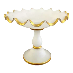 19th Century French Gilt White Opaline Compote / Tazza