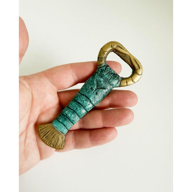 1960s 1960s Brass Verdigris Lobster Bottle Opener For Sale - Image 5 of 6