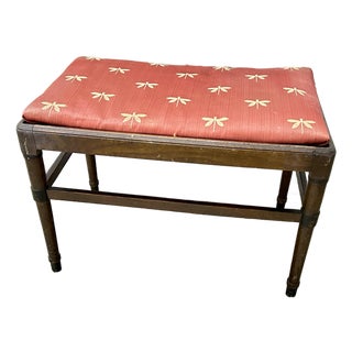 Antique Early 20th Century Wood Vanity or Piano Bench For Sale