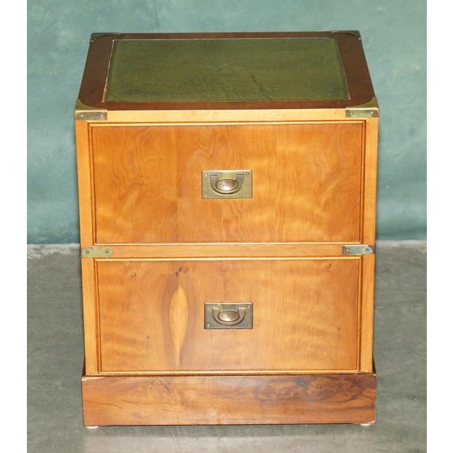 Military Campaign Side Tables with Green Leather, Set of 2 For Sale - Image 3 of 18