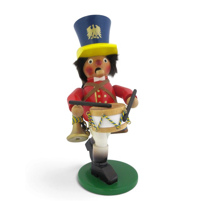 Original Steinbach Volkskunst from West Germany nutcracker. Vintage wooden toy drummer soldier dressed in traditional red...