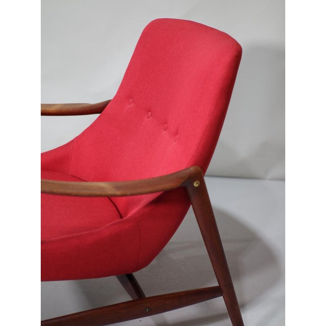 Wood Armchair in Teak and Red Upholstery by Rastad & Relling for Dokka Möbler, Norway, 1950s For Sale - Image 7 of 15