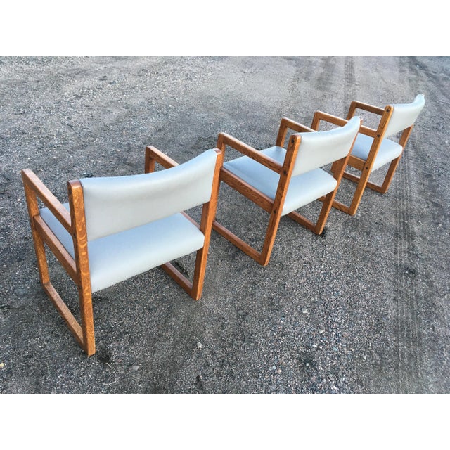 Late 20th Century Danish Modern Oak Box Chairs on Sled Bases - Set of 6 For Sale In Denver - Image 6 of 12