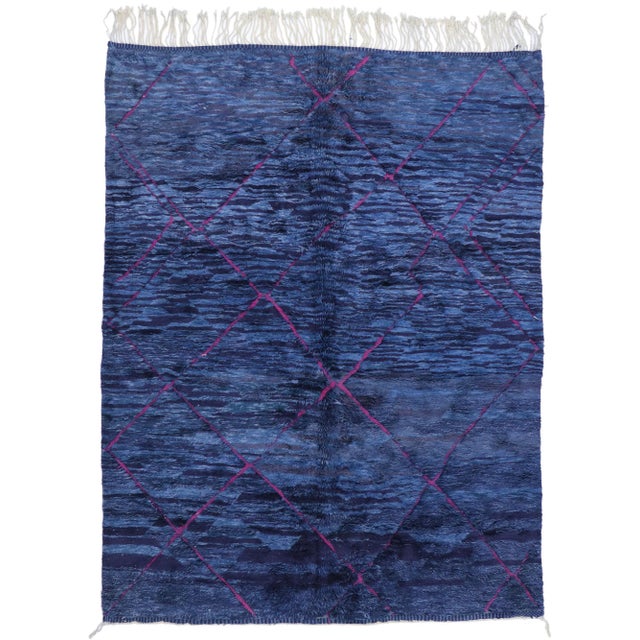 Blue Beni Mrirt Moroccan Rug - 09'01 X 11'09 For Sale - Image 10 of 10