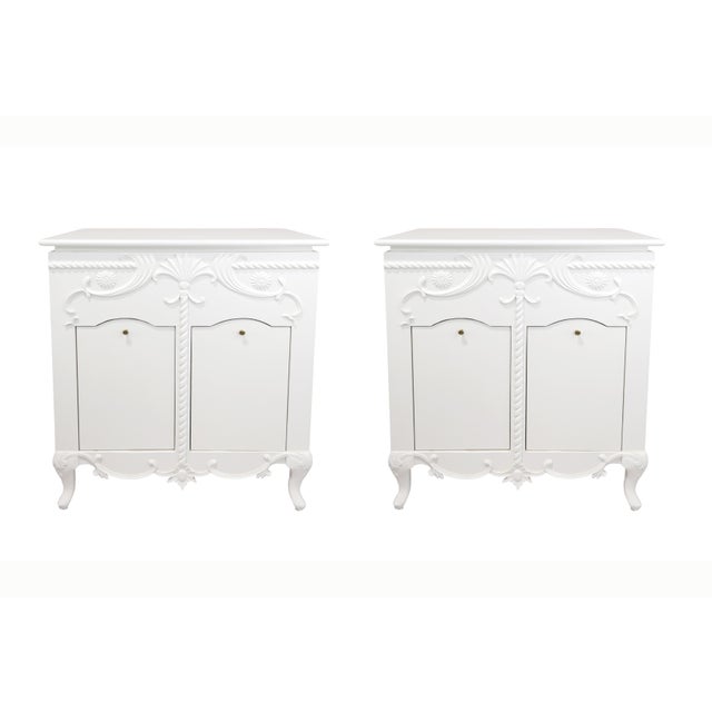 A Classic European Baroque-Style White Embossed Storage Cabinet/Bathroom Vanity Base. For Sale - Image 14 of 14