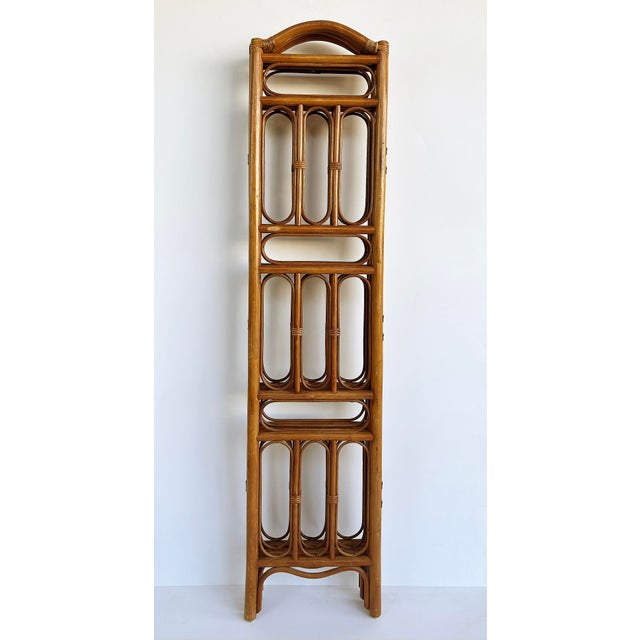 Wood Vintage Bohemian Rattan 3-Panel Folding Screen Room Divider For Sale - Image 7 of 8