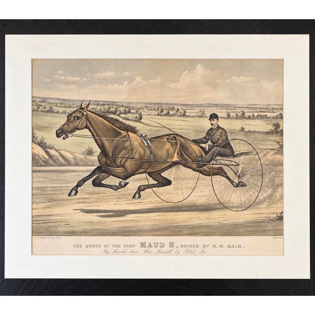 Original Currier & Ives lithograph titled “The Queen of the Turf Maud S., Driven by W.W. Bair,” created around 1880 after...