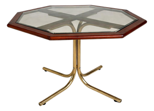 Vintage Brass and Glass Octagonal Dining Table