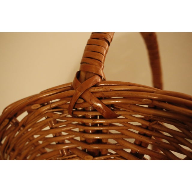 Wood Handmade Vintage French Provincial Wicker Gathering Flower Basket For Sale - Image 7 of 11