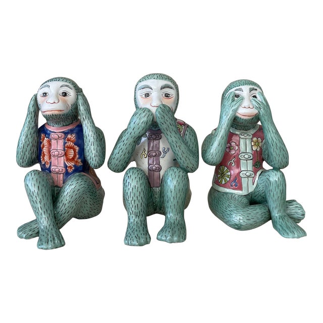 Set of 3 Monkey Figurines by Andrea Sadek Mid 20th Century For Sale