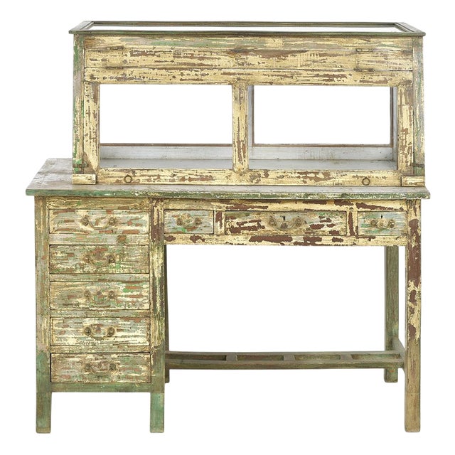 Wood Desk with Display For Sale