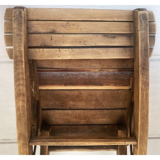 Rustic Folding Wooden Chair 1950s For Sale - Image 10 of 16