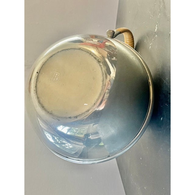 Gray 1950s Mid-Century Modern Hanle & Debler Pewter "Guernsey" Pitcher With Rattan/Wicker Handle For Sale - Image 8 of 8