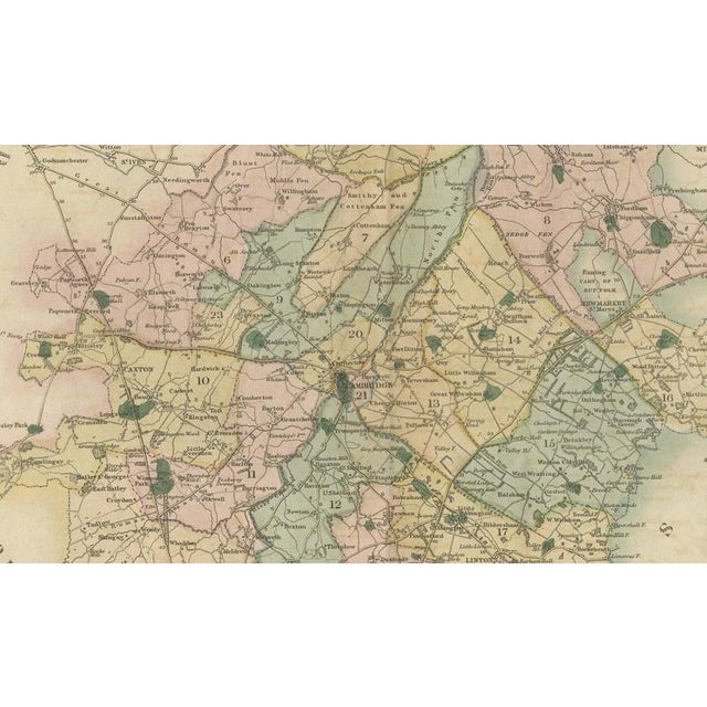Large Hand-Colored Map of Cambridgeshire by Greenwood, 1834 For Sale - Image 6 of 13