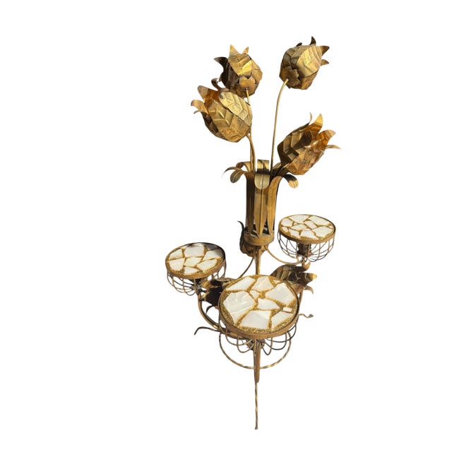 1960s Hollywood Regency Style - Glamorous, Gorgeous, Golden Lotus Floor Lamp For Sale