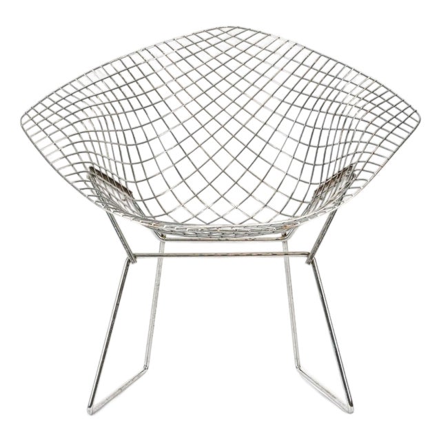Silver Mid Century Diamond Wire Lounge Chair by Harry Bertoia for Knoll For Sale