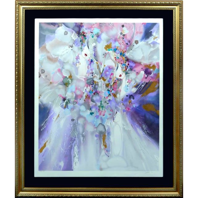 1990s "Violet Ladies" Figurative Abstract Limited Edition Serigraph by Suzanne Marie, Framed For Sale
