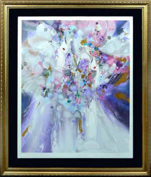 1990s "Violet Ladies" Figurative Abstract Limited Edition Serigraph by Suzanne Marie, Framed