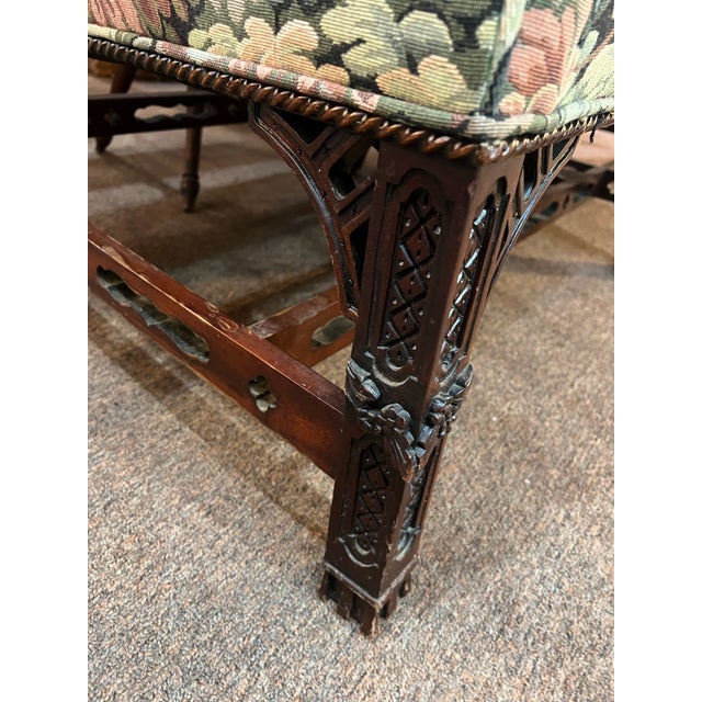 Green 1980s Henredon Natchez Historic Collection Stretch Carved Mahogany Base Sofa For Sale - Image 8 of 10