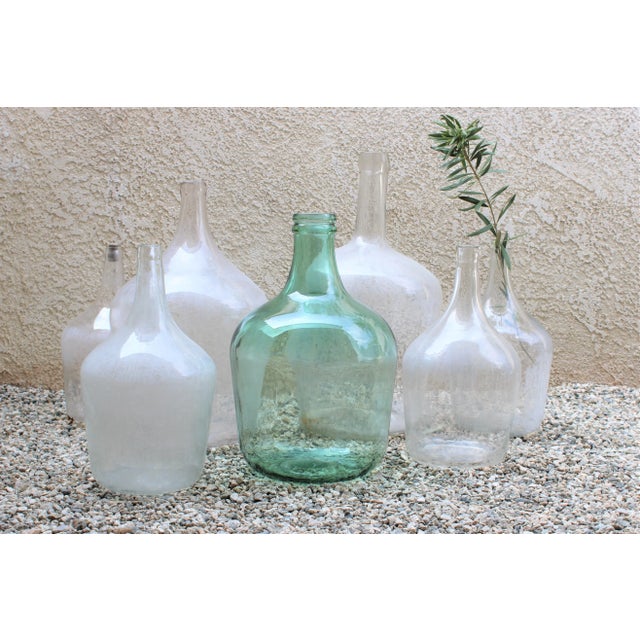 Vintage French Aged Glass Oil Bottle 20" For Sale In Los Angeles - Image 6 of 7
