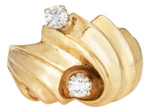 Vintage Diamond Scroll Dome Ring 14k Yellow Gold Size 6.25 Fine Cocktail Jewelry