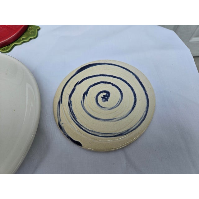 Vintage Ceramic Hamburger Coaster Set With Saucer - 8 pcs For Sale - Image 9 of 14