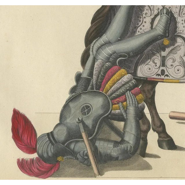Mid 19th Century Fallen Knights and Horses Post-Joust, 1842, Lithograph For Sale - Image 5 of 8