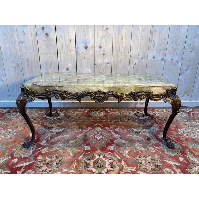 Gold Coffee Table in Onyx and Bronze For Sale - Image 8 of 8