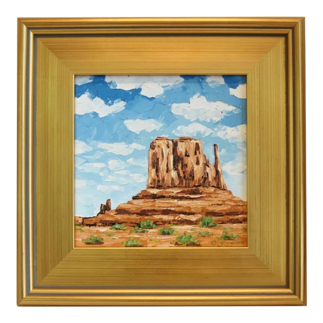 Monument Valley Utah Desert Southwest Landscape Oil Painting Including the Antiqued Gold Wood Frame For Sale