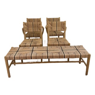 Serena and Lily Carson Dining Chairs and Bench Set For Sale