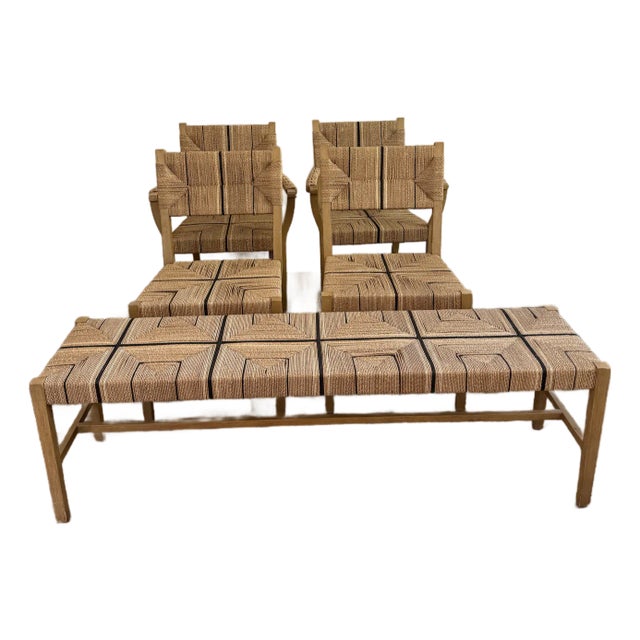 Serena and Lily Carson Dining Chairs and Bench Set For Sale
