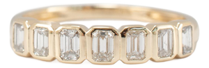 14k Yellow Gold 0.77ctw Emerald Cut Diamond Bezel Set Wedding Band Ring, Size 8