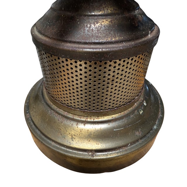 Brass Vintage Pressed Glass Diamond-Point Brass Table Lamp, Leviton Socket For Sale - Image 8 of 16