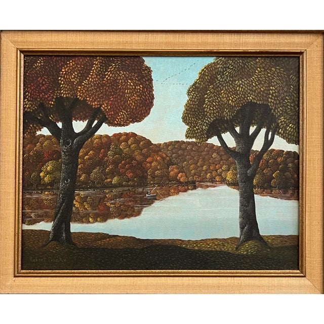 "New England Days" oil painting on canvas. An original by noted American artist Robert Franke (1928-1985). Signed lower...
