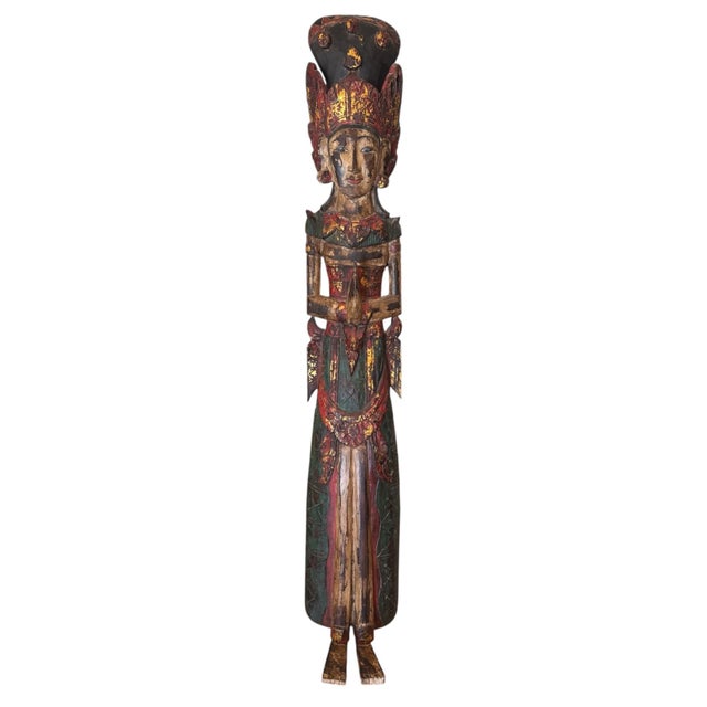 Gold Antique Indonesian Rice Goddess Dewi Sri- Handcarved & Handpainted For Sale - Image 8 of 11