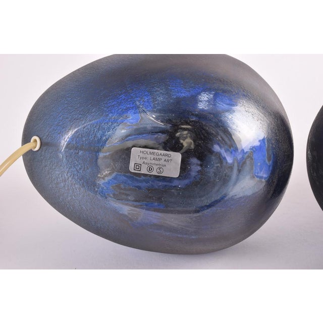 Danish Modern Blue Glass Table Lamps by Michael Bang for Holmegaard, 1970s, Set of 2 For Sale - Image 14 of 16