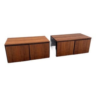 Vintage “Elan” Black Lacquered Koa Wood Cabinets by Henredon - A Pair For Sale