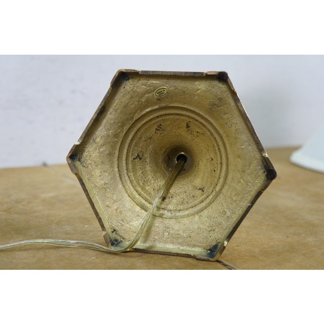 Vintage Brass Trophy Urn Candlestick Hexagon Base Banquet Table Lamp 28" For Sale - Image 10 of 12
