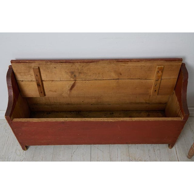Antique Swedish Folk Art Bench, 1800s For Sale - Image 9 of 10